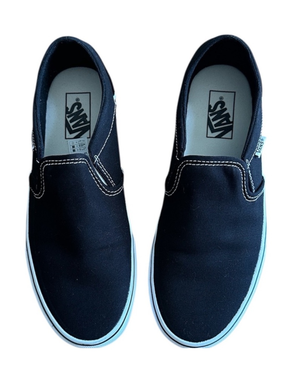 Vans Classic Black Canvas Slip-Ons Size 9.5